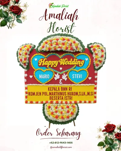 Karangan Papan Bunga Pernikahan di Cilebar